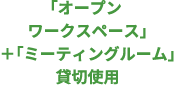 オープンワークスペース＋ミーティングルーム貸切使用